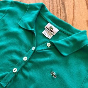 Green Long Sleeve Vintage Lacoste Polo-Style Sz 38